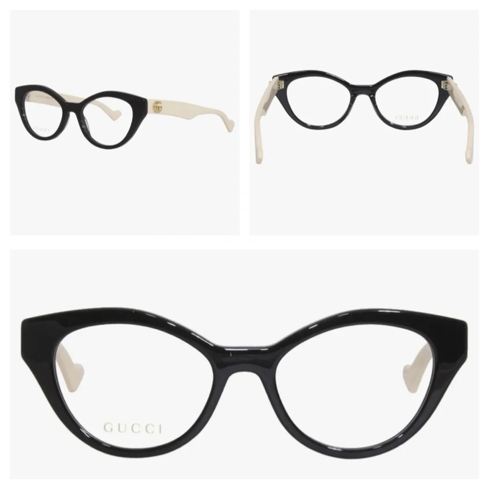 Gucci Women's Black and Cream Cat-Eye Glasses Gucci GG0959S Black